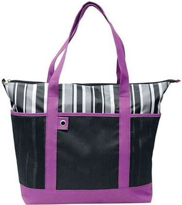 Travelwell Purple Shopping Striped Tote Bag