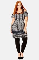 Thumbnail for your product : City Chic 'Ombré Animal' Illusion Yoke Cold Shoulder Tunic (Plus Size)