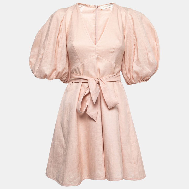 Zimmermann Light Pink Linen FullSleeve Mini Dress S ShopStyle
