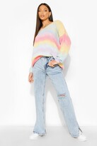Thumbnail for your product : boohoo Tall Rainbow Ombre V Neck Jumper