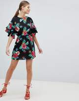 Thumbnail for your product : AX Paris 3/4 Sleeve Tropical Print Dress