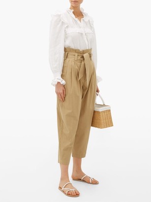 Mes Demoiselles Kala Paperbag-waist Cotton Trousers - Tan