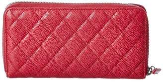 Chanel Pink Quilted Caviar Leather Zip-Around Wallet