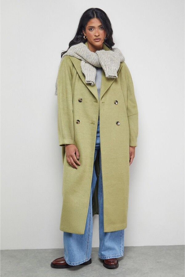 Warehouse Women's Oversized Pleat Back Detail Maxi Coat