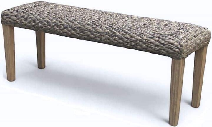 MADE 4 HOME Naples Light Grey Acacia Wood Armless Water Resistant Wicker Outdoor Bench