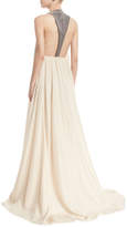 Thumbnail for your product : Brunello Cucinelli Crinkled Silk Sleeveless Gown with Monili Back Detail