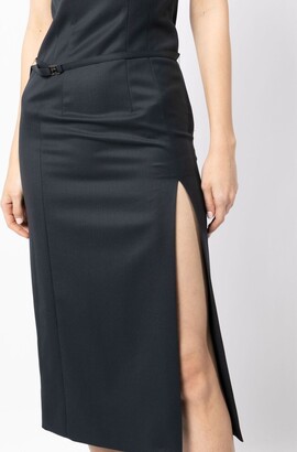 Low Classic Side-Slit Belted Dress