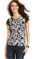 Thumbnail for your product : INC International Concepts Embroidered Illusion-Sleeve Top