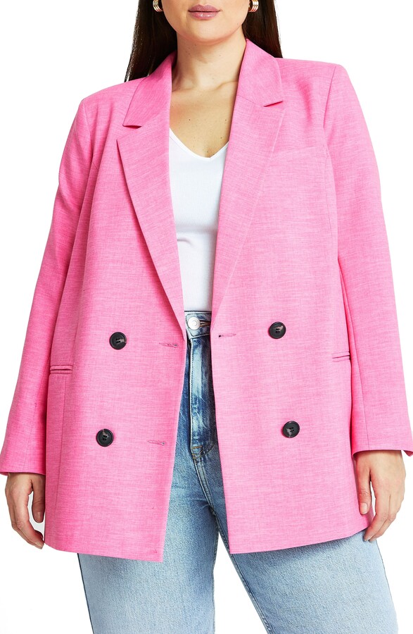 River Island Double Breasted Blazer ShopStyle