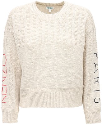 Kenzo Knit Sweater W/ Embroidered Sleeves