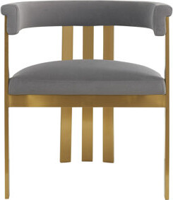 Joss & Main Peppa Slat Back Arm Chair in Beige/Gold