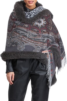 Gorski Double Face Cashmere Stole with Fox Fur Taping