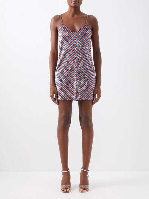 Ashish Chevron-stripe Sequinned-georgette Mini Dress ShopStyle