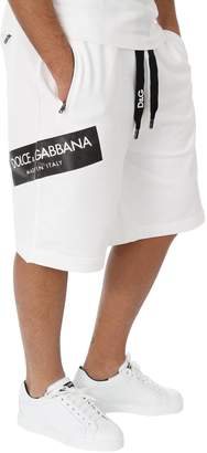 Dolce & Gabbana White Logo Bermuda Shorts