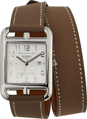 Hermes Large Cape Cod GM Watch with Taupe Leather Strap