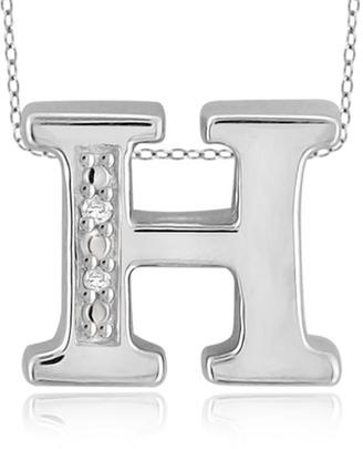 Sterling Silver "H" Initial Pendant Necklace with Diamond Accents by JewelonFire