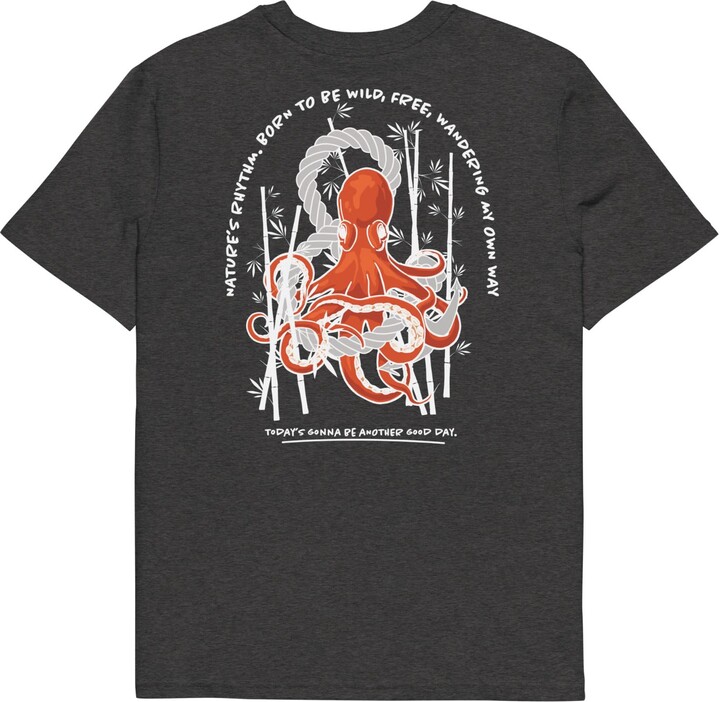 Anchor & Crew Dark Heather Grey Octopus Another Good Day Organic Cotton T-Shirt - Men
