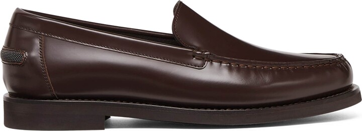 Brunello Cucinelli Leather Embellished Penny Loafers