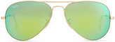 Thumbnail for your product : Ray-Ban Aviator Sunglasses with Flash Lenses, Gold/Green Mirror