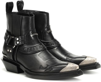 Balenciaga Santiag Harness leather ankle boots - ShopStyle