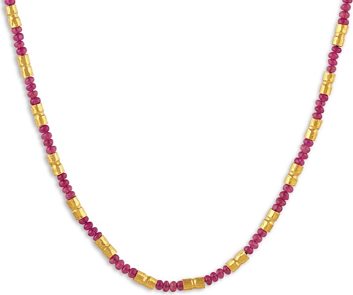 Gurhan 24K Yellow Gold Vertigo Ruby & Diamond Accent Necklace, 17.5