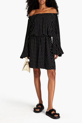 Rotate by Birger Christensen Carly off-the-shoulder polka-dot ECOVERO mini dress