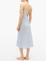 Thumbnail for your product : POUR LES FEMMES V-neck Organic-cotton Nightdress - Light Blue