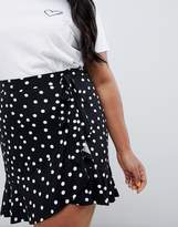 Thumbnail for your product : ASOS Curve DESIGN Curve mini wrap skirt in polka dot print