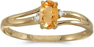 Direct-Jewelry 14k Gold Oval Citrine And Diamond Ring (Size 7.5)