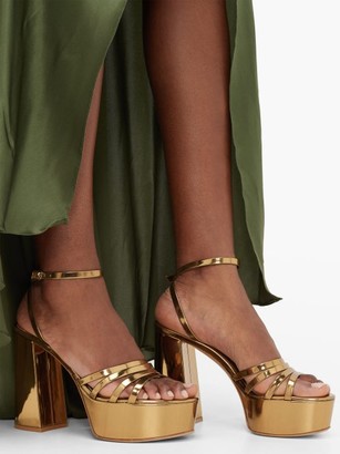 Gianvito Rossi Angelica 70 Leather Platform Sandals - Gold