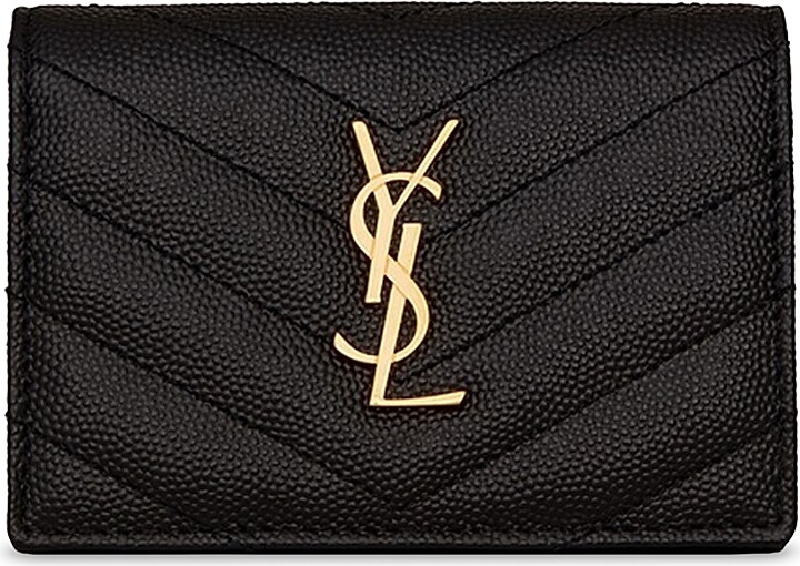 Saint Laurent Women's Cassandre Matelass Business Card Case - Nero