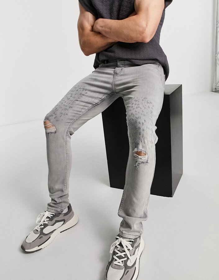 Bolongaro Trevor distress detail skinny fit jeans - ShopStyle