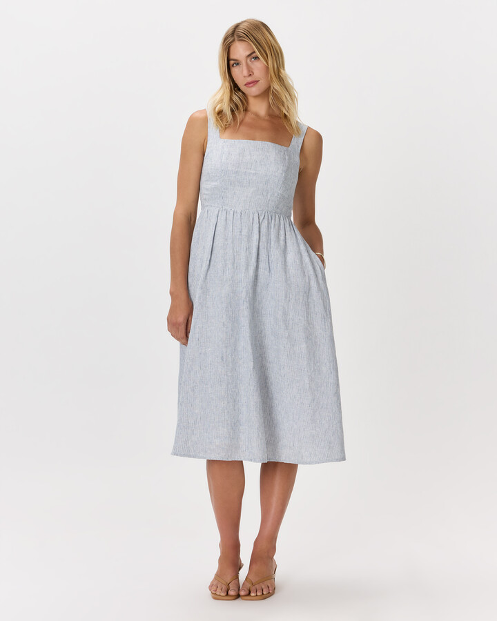 Quince 100% European Linen Fit & Flare Midi Dress