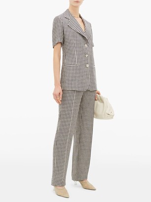 Giuliva Heritage Collection The Altea Houndstooth Linen Trousers - Navy White