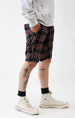 PacSun Drop Skinny Plaid French Terry Drawstring Shorts