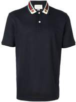 Thumbnail for your product : Gucci Web and feline head polo shirt