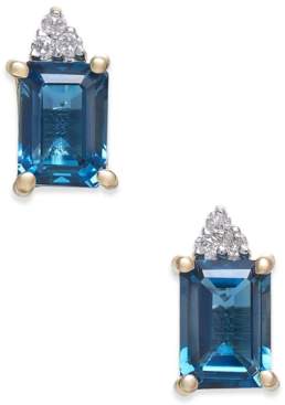 Macy's London Blue Topaz (2-9/10 ct. t.w.) & Diamond Accent Drop Earrings in 14k Gold
