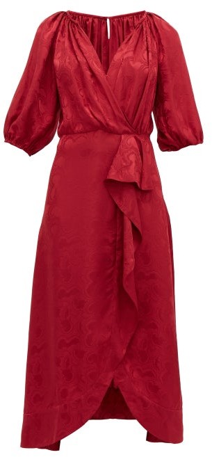 burgundy silk wrap dress