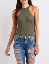 Thumbnail for your product : Charlotte Russe Ribbed Mock Neck Bodysuit