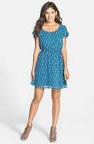 Thumbnail for your product : Frenchi Tulip Sleeve Morrocan Print Dress (Juniors)