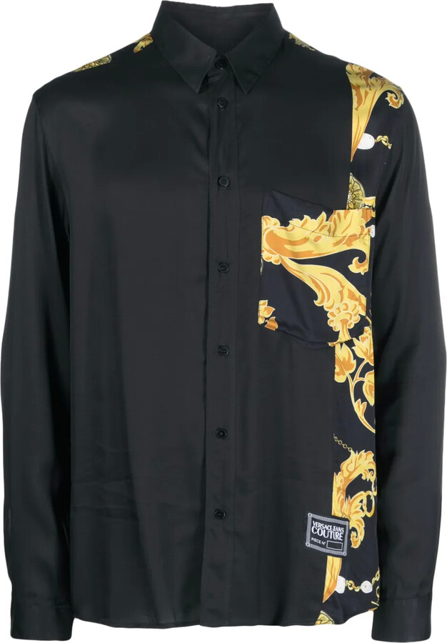 Versace Jeans Couture Baroque-Print Spread-Collar Shirt