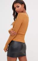 Thumbnail for your product : PrettyLittleThing Yellow Ring Detail Ribbed Jumper