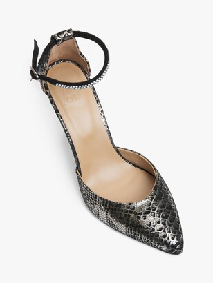 AND/OR Brianna Leather High Heel Open Court Shoes, Pewter