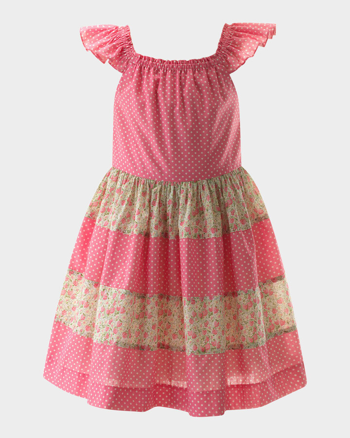 Girl's Strawberry & Polka Dot Tiered Dress, Size 2-10