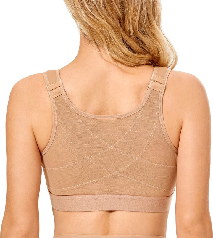 Delimira Women's Front Fastening Bras Full Cup Non Wired Back Support