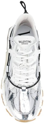 Valentino Garavani Spray-painted Bounce Sneakers Silver