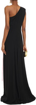 Thumbnail for your product : Alexander McQueen One-shoulder Fringed Embroidered Crepe Gown