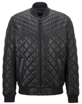 HUGO BOSS Slim Fit Blouson Style Quilted Jacket In Waxed Leather - Black -  ShopStyle
