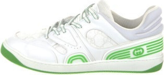 Gucci Leather Low Top Sneakers White GG Supreme & Interlocking G Logo Round-Toes Lace-Up Closure at Uppers Includes Box Designer
