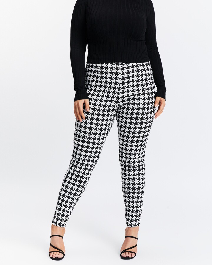 Atmos & Here Atmos&Here Curvy - Women's Black Tapered pants - Veronica Houndstooth  Pants - Size 22 at The Iconic - ShopStyle Trousers